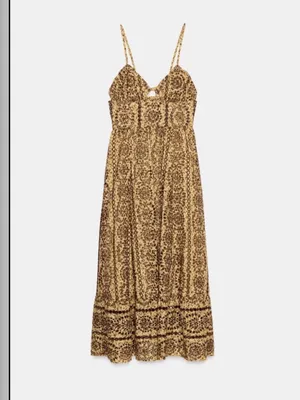 Zara embroidery eyelet cut out maxi dress thumbnail 6
