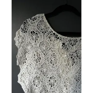 American Eagle Chic Crochet Lace Top with Ribbon Tie thumbnail 4