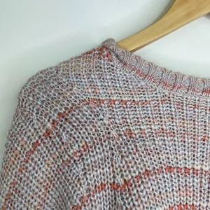 Lucky Brand Sweater Pink Striped Marled Crewneck Knit Chunky Women Medium‎ NWT thumbnail 3