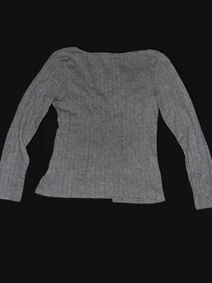 Women's Grey Long Sleeve Twist Front Knit Top thumbnail 2