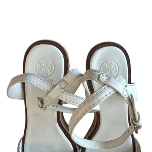 Tory Burch Roselle Platform Espadrille Wedges‎ White Leather 10 thumbnail 4