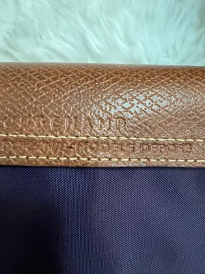 Longchamp Purple Le Pliage Tote with Brown Leather Trim thumbnail 7