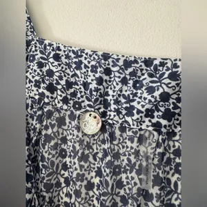 Margaret O’Leary 100%‎ Cotton Blue and White Floral Pattern Tank Top Blouse thumbnail 6