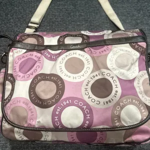 Coach Signature Snaphead F18377 Pink Multifunction Diaper Baby Messenger Bag Pad thumbnail 2