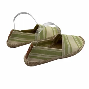 Tory Burch Striped Espadrille Slip-On Flats Green‎ Ivory Canvas Jute Women’s 10 thumbnail 3