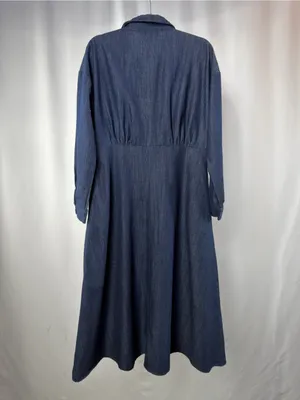 Tuckernuck Long Sleeve Collared Denim Button Front Midi Dress in Blue Medium thumbnail 4