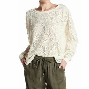Free People Lace Floral Knit Not Cold In This Top, Ivory,‎ Size Small thumbnail 9