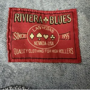 Vintage 90s Riviera Blue Denim jean Jacket with embroidery thumbnail 8