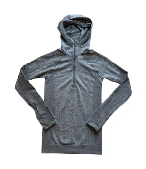 Lululemon‎ Swiftly Wool 1/2 Zip Womens Size 4 Gray Hooded Running Active Gym thumbnail 1