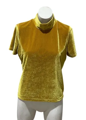 Madewell Mock Neck Tee Womens Size M Mustard Yellow Short Sleeve Top thumbnail 1