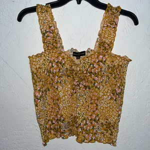 Almost Famous Yellow Floral Smocked Tank Top thumbnail 1