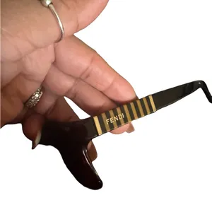 Authentic Fendi Black and Gold Striped Sunglass broken thumbnail 2