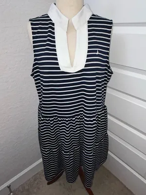 Nautica Jeans Stripe Print Ruffle Tier A-Line Dress Size XXL thumbnail 1