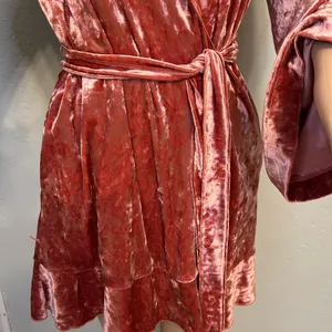 Betsey Johnson dark Pink Velvet Robe with Ruffled Collar thumbnail 6