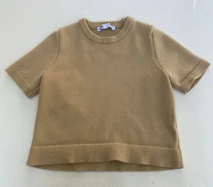 Zara Tan Short Sleeve Knit Sweater Top Women’s Medium thumbnail 1