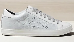 P448 John Pearl Silver Glitter Leather Low Top Sneakers Size 38 / US 7.5 thumbnail 1