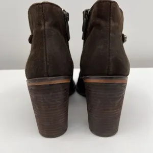Franco Sarto Ankle Boots Womens 8.5 Brown Suede Block Heel Zip Booties Bohemian thumbnail 2