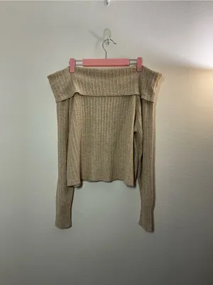 American Eagle Outfitters Ribbed Off-the-Shoulder Sweater Size Medium thumbnail 2