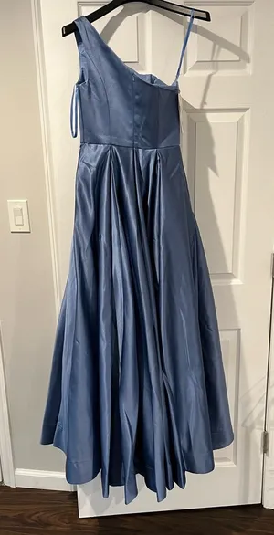 NEW! HEBEOS A-Line/Princess Satin Ruffles One-Shoulder Floor-Length Dress size 4 thumbnail 1