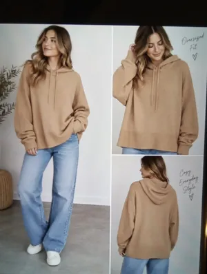 Roots Womens XL Camel Tan Pull Over Hoodie Lenzing Ecovero Viscose Blend thumbnail 2