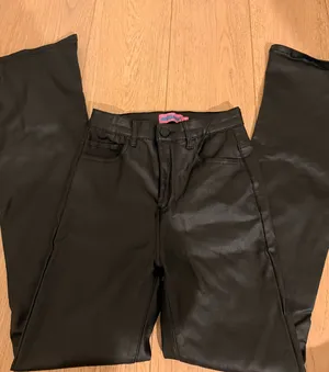 Edikted Leather Flare Pants thumbnail 1