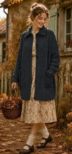 BOYNE VALLEY WEAVERS Wool Ireland Cable Knit Coat Jacket Gray Pockets Large thumbnail 1