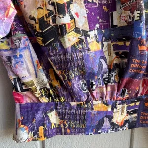 Printed Artworks Organic Cotton‎ Collage Flamee Purple Print Cropped Blouse XS thumbnail 10
