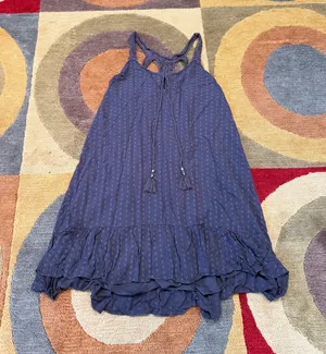 American Eagle Outfitters Grey Mini Sundress / Coverup Dress Crochet Tassel S thumbnail 1