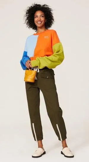 Simon Miller Blue Orange Cropped Colorblock Pullover Sweatshirt Size XS thumbnail 1