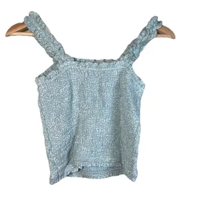 Abercrombie‎ Fitch Top Womens XS Blue Polka Dot Crop Tank Y2K Vintage Baby Blue thumbnail 2