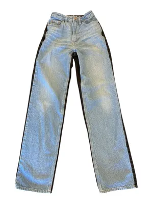 PacSun Two-Tone Light Blue Jeans on Front with Black Back. 90s Boyfriend Style thumbnail 1