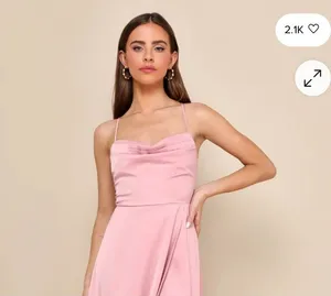Lulus So Loving Pink Satin Pleated Lace-Up Back thumbnail 1