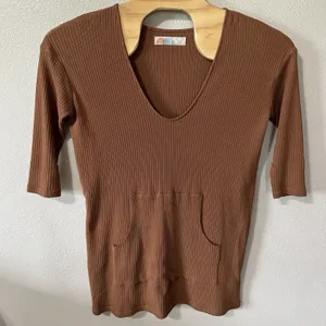 Free People FP Beach Size Medium‎ Phoenix Mini Dress Brown Tunic Ribbed Coverup thumbnail 1