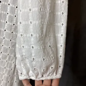 Anthropologie Thames Dress White Eyelet Cotton Womens 4 3/4 Sleeve Mini Boho thumbnail 6