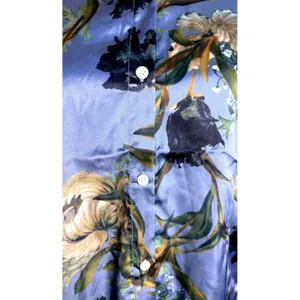 Elie‎ Elie Tahari Womens Blue Floral Satin Button Down Blouse Size Small NWT thumbnail 8