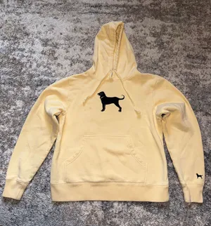 The Black Dog Pale Yellow Pullover Hoodie with Black Dog Logo thumbnail 1