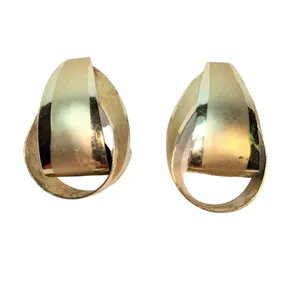 Vintage Gold-Tone Twist Hoop Earrings Oval Design A317 thumbnail 5