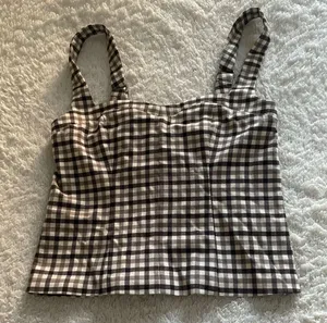 NWT Abercrombie & Fitch Sweetheart Corset Brown Plaid thumbnail 1