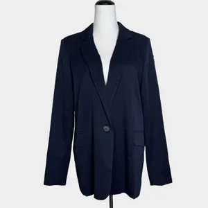 Vici Navy Blue Single Button Relaxed Blazer Size L Longline Old Money Minimalist thumbnail 2