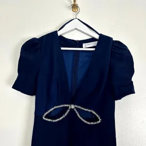 MAC DUGGAL Cutout Column Gown in Navy Size US 4 thumbnail 4