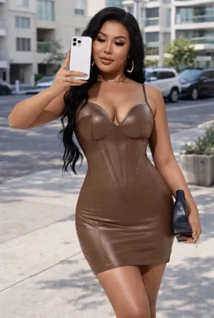 Corset faux leather mini dress thumbnail 1