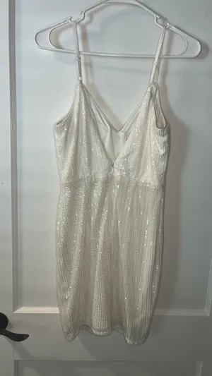 White Sequin Lulus Dress thumbnail 3