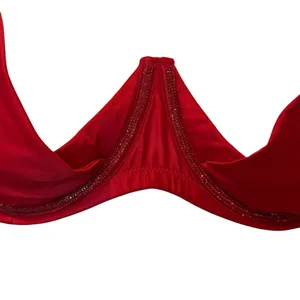 VICTORIA’S SECRET Dream Angels Wicked Satin Peek A Boo Cup Bra Red Crystal XL thumbnail 6