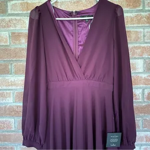 Lulu’s Adoring You Long Sleeve Maxi Dress NEW Women’s Small Purple Chiffon Gown thumbnail 3