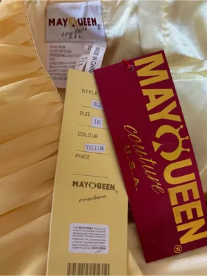 NWT May Queen Yellow Strapless Beaded Y2K HOCO Dress Plus 16 Party thumbnail 11