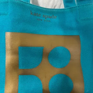 Vintage Rare Kate Spade Aqua turquoise Yo OKO Gold Canvas Bag thumbnail 13