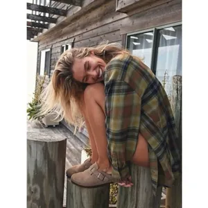 Free People Grunge 90s Flannel Plaid Izzie Cargo Shirt Jacket Shacket Medium thumbnail 6