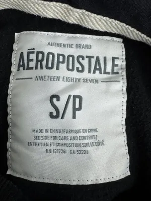 Aeropostale 87 Hoodie Sweatshirt Small Black Pullover Logo Kangaroo Pocket Y2K thumbnail 7