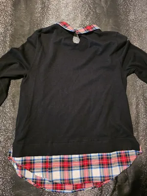 Womens small J.Crew Woven Collar Tartan Plaid Layered Sweater/Top thumbnail 3