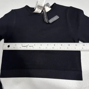 Zara Crop Top Crew Neck Pullover Stretch Long Sleeve Black Stretch Sz XS Stylish thumbnail 10